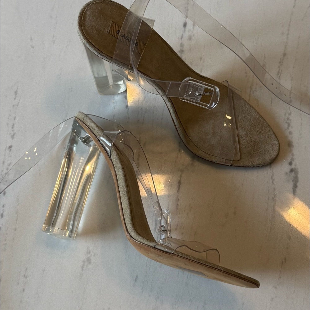 Season 6 Yeezy Clear Strap Block Heels